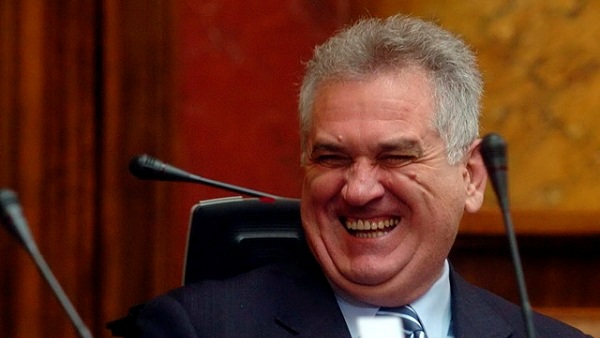 Predsednik Srpske napredne stranke Tomislav Nikolic, smeje se tokom danasnje sednice Skupstine Srbije. (BETAPHOTO/VLADIMIR MILOVANOVIC/ZM)