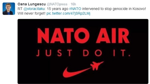 Портпарол НАТО пакта и Вљора Читаку, министарка тзв. Републике Косово се на твитеру подсмевају српским жртвама НАТО бомбардовања