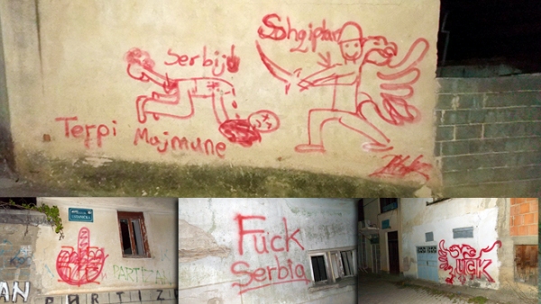 Претећи графити на кућама Срба у Ораховцу