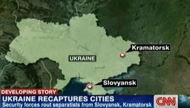 На карти Си-Ен-Ен украјински Славјанск и Краматорск на Криму