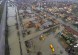 An aerial view shows the flooded town of Dalgopol in Eastern Bulgaria, Monday, Feb. 2,  2015. Torrential rainfalls, hurricane-like winds and turbulent rivers have killed at least five people during a storm that hit South-Eastern Bulgaria.  (AP Photo/ImpactPressGroup)