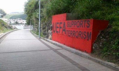 Grafit UEFA supports terrorism Crna Gora
