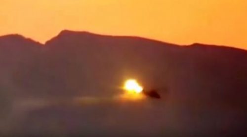 Тренутак обарања руског хеликоптера Ми-25 код Палмире, Сирија