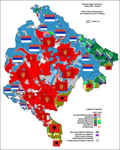 Етничка мапа Црне Горе попис 2011
