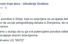 Председник УГ „Ко нам трује децу“ позван у МУП због објаве о одузимању детета из хранитељске породице у Зрењанину (!)
