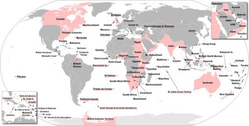 Британци владари пола света-мапа из 1901. (розе су земље Албиона)