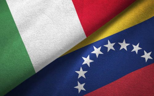 Venezuela and Italy flag together realtions textile cloth fabric texture