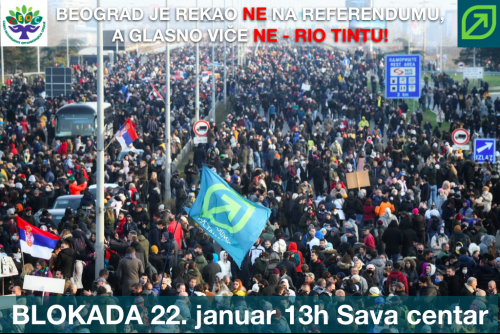 Београд је рекао НЕ референдуму, а у суботу ће да каже НЕ – Рио Тинту!