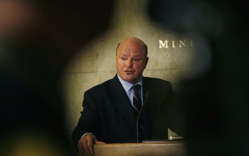 Kosovo troika member Wisner speaks during a news conference after his meeting with Bulgarian Foreign Minister Kalfin in Sofia