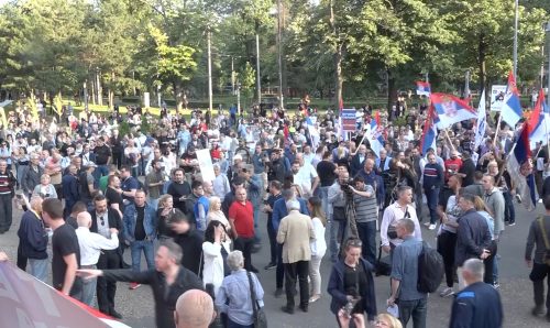 Видовдански протест Покрета за одбрану КиМ: Стоп терору над Србима на КиМ и НАТО вежбама у Србији