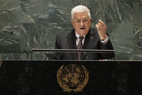 Palestinian President Mahmoud Abbas addresses the 79th session of the United Nations General Assembly, Thursday, Sept. 26, 2024, at U.N. headquarters. (AP Photo/Frank Franklin II)