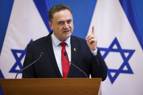 epa11417469 Israeli Foreign Minister Israel Katz speaks during a joint press conference with his Hungarian counterpart in the latter's office in Budapest, Hungary, 17 June 2024.  EPA-EFE/Robert Hegedus HUNGARY OUT